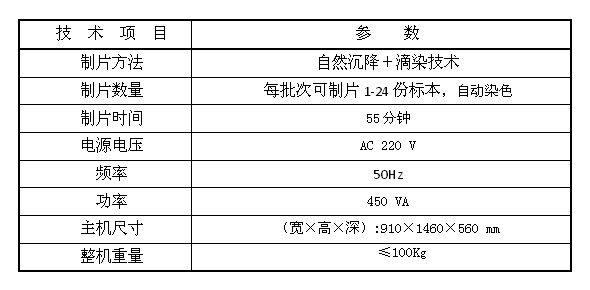 液基細胞分離制片染色一體機lct技術參數(shù)